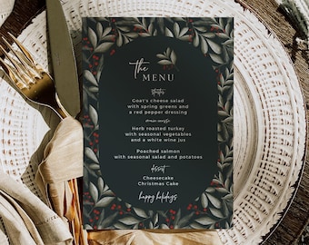 Holiday Lunch Menu Printable Buffet Menu, Scandi Christmas Dinner Menu Nordic Christmas Party Menu, Hygge Table Menu Editable Template 219-A