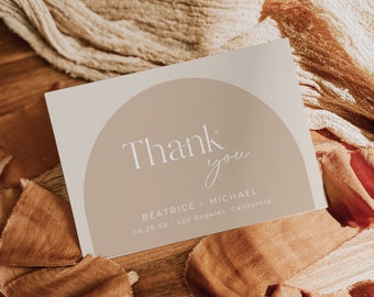 Neutral Boho Thank You, Taupe Arch Thank You Cards, Printable Arched Thank You, Bohemian Thank You, Wedding Thanks, Editable Template, 598-A