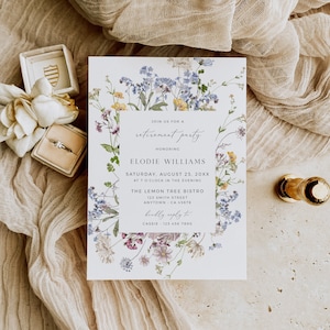 Wildflower Retirement Party Invitation for a Woman, Retirement Invite Template, Floral Garden Party Invitation, Editable Retire Invite 504-A