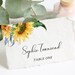 Sunflower Editable Place Cards, Yellow Floral Greenery Name Card ...