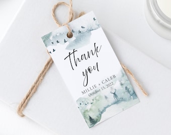 Editable Stag Forest Favor Tags, Printable Woodland Rustic Tags, Outdoor Wedding Gift Tag, Deer DIY Template Instant Download Templett 570-A