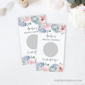 Jeu de grattage succulente imprimable, modèle modifiable bohème, carte à gratter Shower de mariée, jeu de bricolage rose bleu vert, téléchargement immédiat 535-A