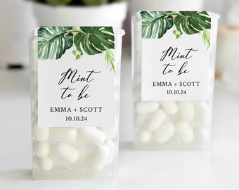 Editable Monstera Tic Tac Labels, Printable Mint to Be Label, Foliage Mint Favor Sticker, Tic Tac Wraparound Template Instant Download 550-A