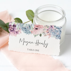 Tarjetas de lugar suculentas Tarjetas de asientos suculentas editables, Tarjetas de nombre suculentas imprimibles, Plantilla de tarjeta de lugar de boda, Tarjeta de nombre de cactus 535-A