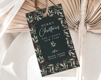 Printable Gift Tag Template, Hygge Christmas Gift Label, Editable Christmas Gift Tags Scandi Holiday Labels, Modern Nordic Xmas Tag, 219-A
