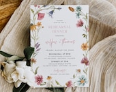 Wildflower Rehearsal Invite Template, Rehearsal Dinner Invitation The Night Before Invite, Wildflower Rehearsal, Editable Template, 595-A