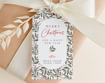 Editable Gift Tag Template, Hygge Christmas Gift Label, Printable Christmas Gift Tags Nordic Holiday Labels, Modern Scandi Xmas Tag, 219-B