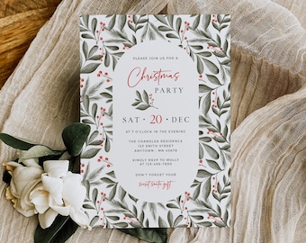 Editable Scandi Holiday Party Invite, Printable Christmas Lunch Invitation, Nordic Christmas Party Invitation Template, Hygge, Xmas 219-B