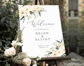 Editable Wedding Welcome Sign Template, Floral Reception Sign, Large Welcome Signage Blush Greenery Anniversary Welcome Sign, Editable 536-A