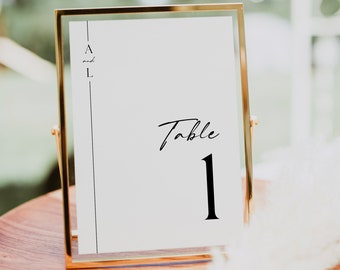 Printable Minimalist Table Numbers, Modern Editable Wedding Table Numbers, Classic Minimal Monogram Template, Inst Download Templett 578-A