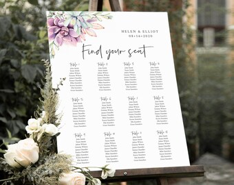 Editable Table Plan, Succulent Printable Seating Chart, 18 x 24 24 x 36, A1 A2, Cactus Seating Template, Instant Download, 535-A
