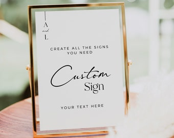 Editable Minimalist Modern Custom Wedding Sign, Unlimited Signs Template, Minimal Classic Printable Wedding Shower Instant Download 578-A