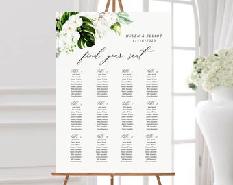 Editable Orchid Protea Table Plan, Tropical Printable Seating Chart, 18 x 24 24 x 36, A1 A2, Seating Chart Template, Instant Download, 546-A