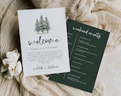 Rustic Welcome Bag Letter Itinerary, Woodland Wedding Timeline, Modern Wedding Weekend Events, Printable Schedule, Editable Template, 588-A
