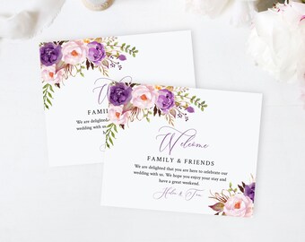 Editable Welcome Bag Labels, Purple Boho Printable Hotel Bag Label Template, Lavender Box Label, Instant Download Templett 530-A
