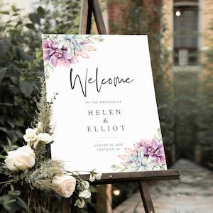 Succulent Editable Wedding Welcome Sign, Succulent Shower Sign, Unlimited Signs, 16 x 20 18 x 24 24 x 36, Template Instant Download 535-A