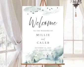 Editable Forest Wedding Welcome Sign, Woodland Sign, Rustic Pine Unlimited Signs, 16 x 20 18 x 24 24 x 36 Template, Instant Download 570-A