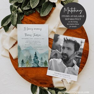 Woodland Share a Memory Card Man, Funeral Share a Memory Mountain Memorial Share Memory Card Sign, Celebration Life Editable Template, 531-A image 7