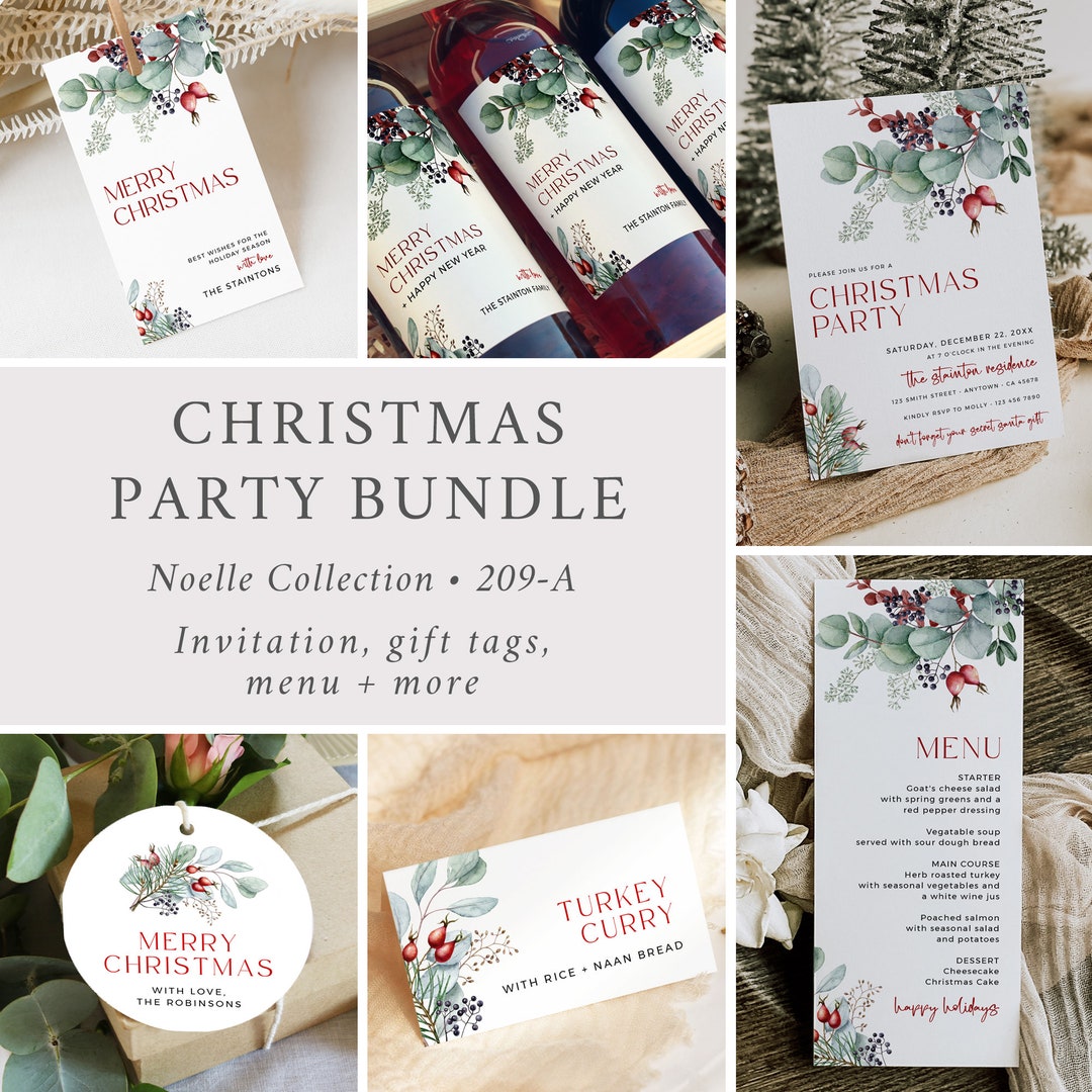 Christmas Party Bundle Holiday Party Kit, Christmas Dinner Bundle