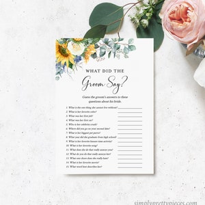 Sunflower Editable Bridal Shower Games Bundle, Yellow Floral Bridal ...