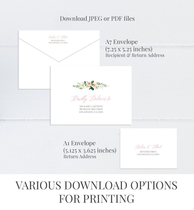 blush floral editable envelope template printable pink a1 envelope template