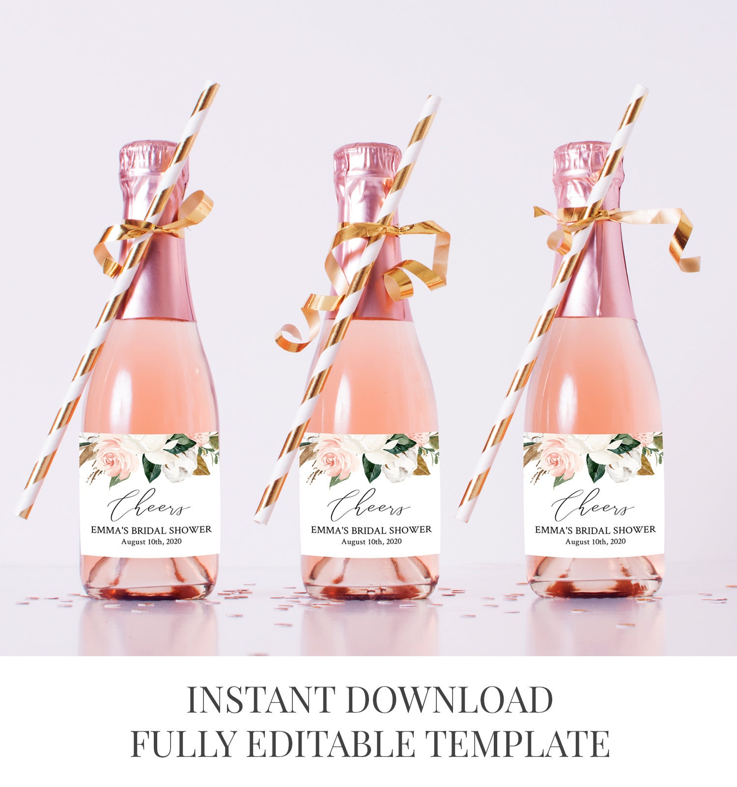 Pink Champagne Label Edible Image