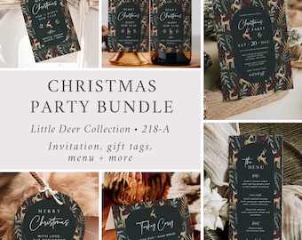 Printable Christmas Dinner Bundle, Scandi Christmas Party Bundle Holiday Party Kit, Nordic Holiday Dinner Pack Xmas Editable Template, 218-A