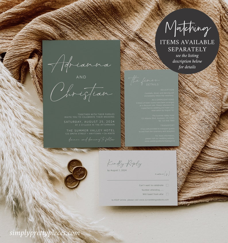 Sage Green Modern Editable Welcome Bag Letter Itinerary, Minimal Wedding Timeline, Printable Order of Events Template Instant Download 580-A image 9