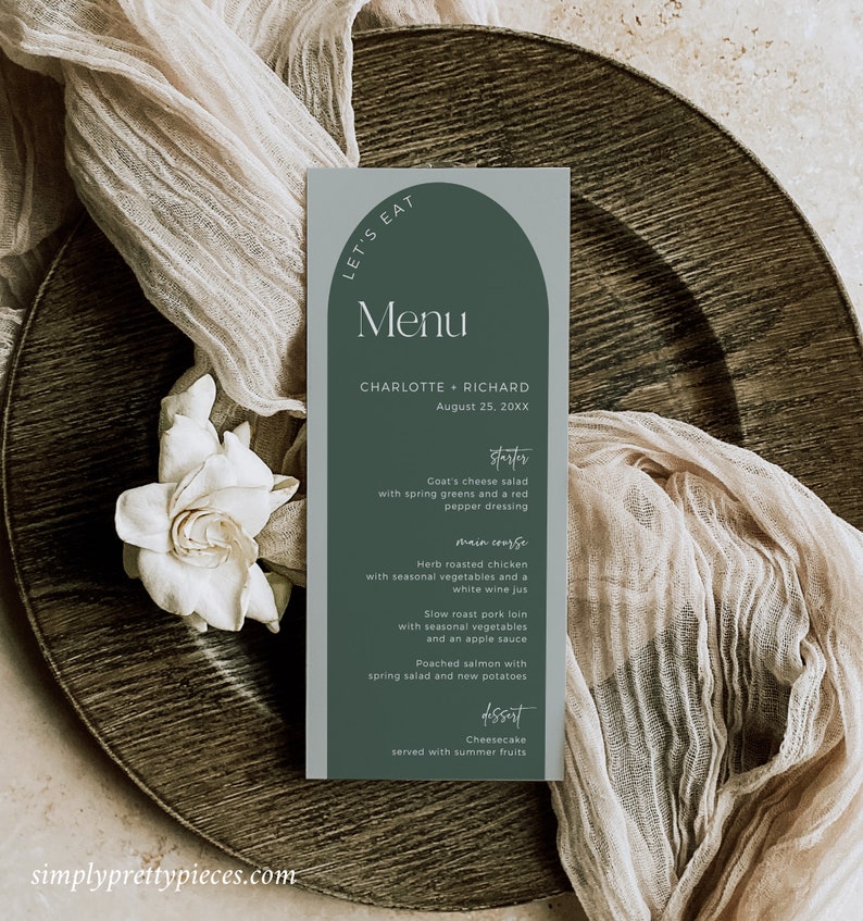 Sage Arch Menu, Arched Wedding Menu Sage, Boho Table Menu, Bohemian ...