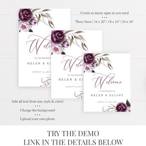 Purple Editable Wedding Welcome Sign, Bridal Shower Sign, Unlimited ...