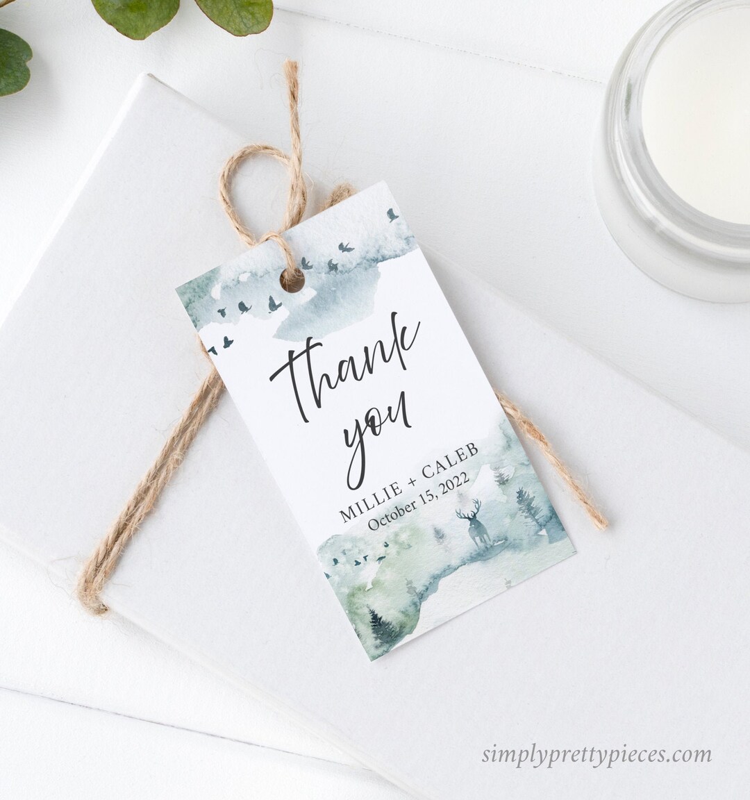 Editable Forest Favor Tags, Printable Woodland Rustic Tags, Stag ...