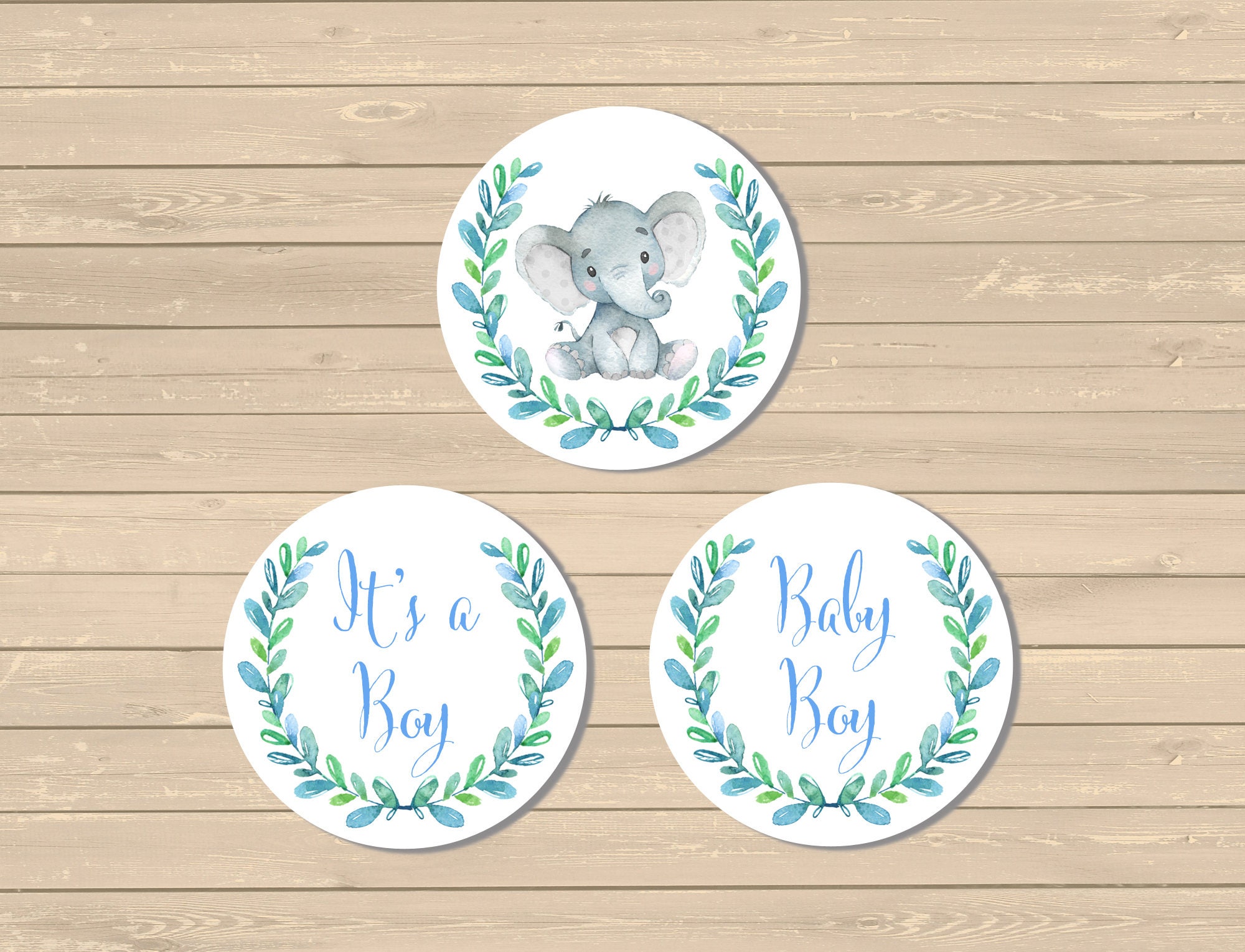 Blue Elephant It's a Boy Baby Shower Cupcake Toppers ...