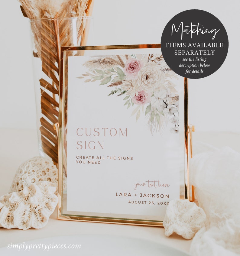 Bohemian Ceremony Program, Dusty Rose Boho Wedding Program, Editable ...