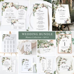 Winter Wedding Bundle Rustic Wedding Set Printable Winter Wedding Invitation Pack, Winter Wedding Kit Stationery Set Editable Template 569-A