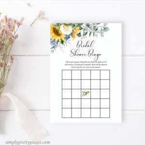 Sunflower Editable Bridal Shower Games Bundle, Yellow Floral Bridal ...