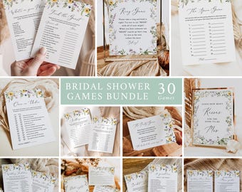 Floral Bridal Shower Games Pack Editable Bridal Shower Games Set Wildflower Bridal Shower Games Bundle Bridal Game Template Printable 581-A