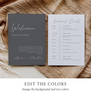 Sage Green Modern Editable Welcome Bag Letter Itinerary, Minimal Wedding Timeline, Printable Order of Events Template Instant Download 580-A image 4