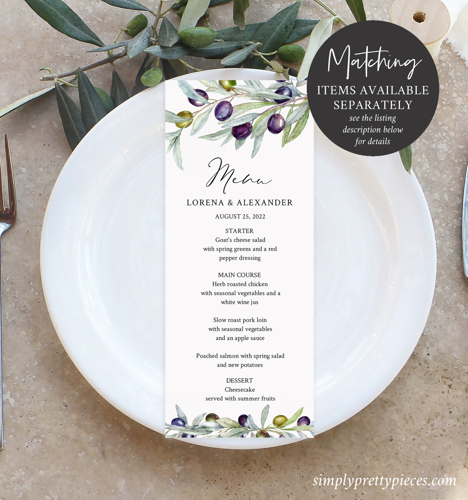 Editable Olive Table Numbers Printable Olive Tree Branch - Etsy