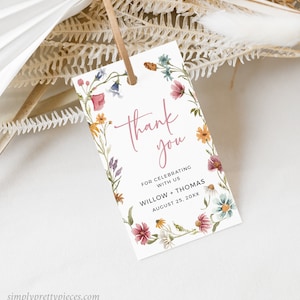 Wedding Favor Tag Wildflower Thank You Tag Wildflower Wedding Tag, Boho Favor Tag, Floral Printable Tag, Label Editable Tag Template, 595-A
