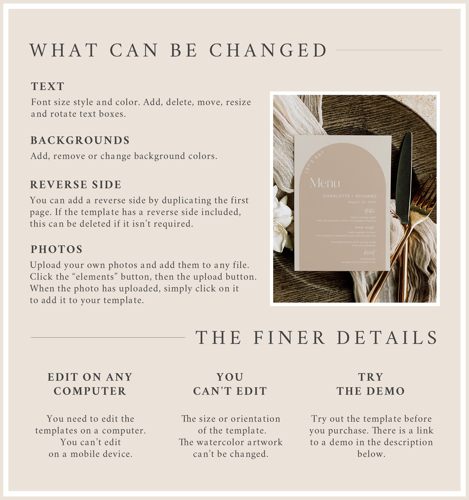 Sage Arch Menu, Arched Wedding Menu Sage, Boho Table Menu, Bohemian ...