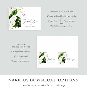 Orchid Protea Printable Thank You Cards, Tropical Greenery Editable ...