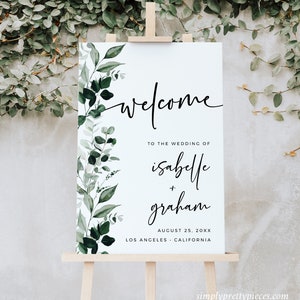 Wedding Welcome Sign Greenery, Welcome Poster Botanical, Welcome Board ...