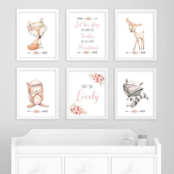 Tribal Bosque Animales Imprimible Arte De La Pared Mover Etsy