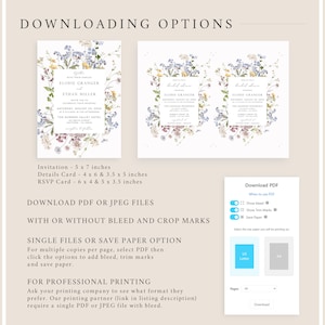 Wildflower Wedding Invitation Set QR Code RSVP, Wedding Invitation Suite Photo, Floral Wedding Invitation, Editable Invite Template, 504-A zdjęcie 6