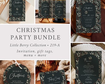 Printable Christmas Dinner Bundle, Scandi Holiday Party Bundle Christmas Party Kit, Nordic Holiday Lunch Pack Xmas Editable Template, 219-A