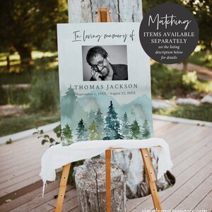 Woodland Share a Memory Card Man, Funeral Share a Memory Mountain Memorial Share Memory Card Sign, Celebration Life Editable Template, 531-A image 8