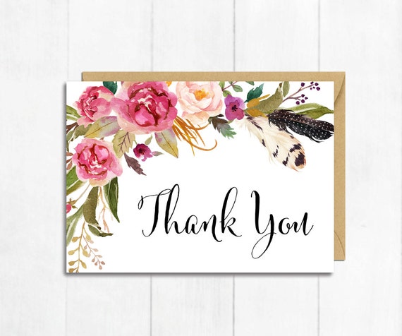 /… Birthday Boho Design Perfect for: Wedding Postcard Style Notes Floral Thank You Cards Bridal Shower Pack of 50 Funeral or a Great Way just to say Thanks! Baby Shower