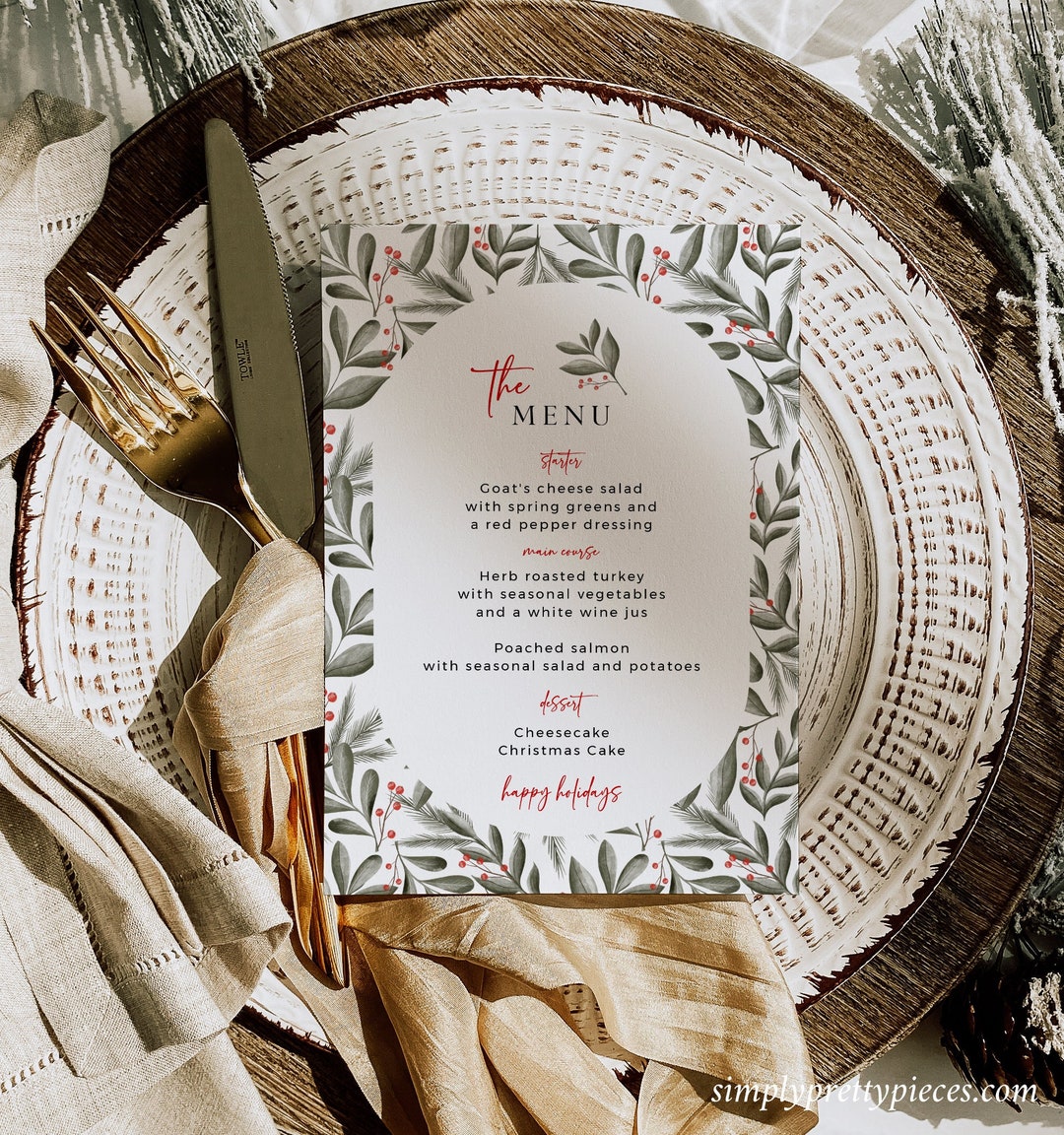Editable Christmas Dinner Menu Scandi Christmas Party Menu Template ...