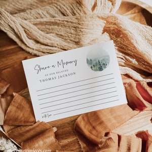 Woodland Share a Memory Card Man, Funeral Share a Memory Mountain Memorial Share Memory Card Sign, Celebration Life Editable Template, 531-A image 3