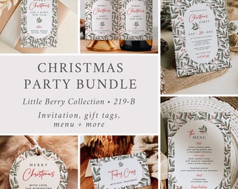 Printable Christmas Lunch Bundle, Scandi Holiday Dinner Pack, Editable Holiday Party Bundle Christmas Party Kit, Xmas Party Template, 219-B